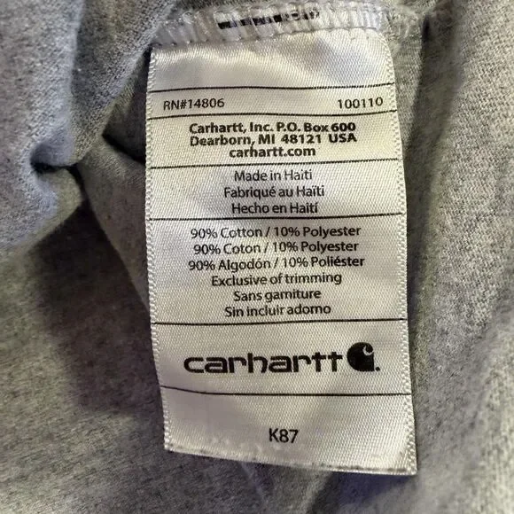 Mens Carhartt T-Shirt Workwear Short Sleeve Medium Original Fit Solid Gray - Picture 4 of 6